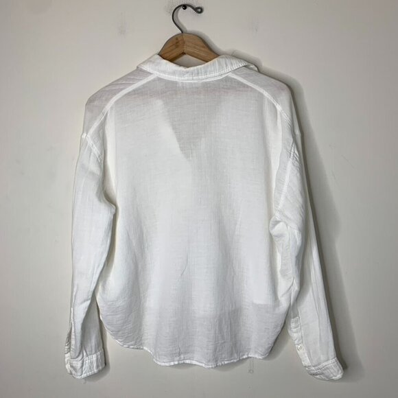 Aritzia Community Shirt Poplin cotton linen White Collared Half Button Size XXS - Picture 14 of 16